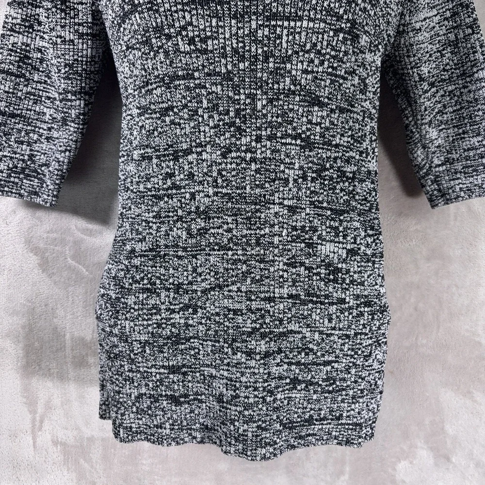Ganni Melange Knit Top Womens Large Gray Crystal Embellished 3/4 Sleeve